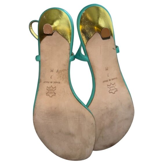 Will's Fancy Made In Italy Beaded Kitten Heels-Turquoise Leather, Size 7M - Picture 12 of 12